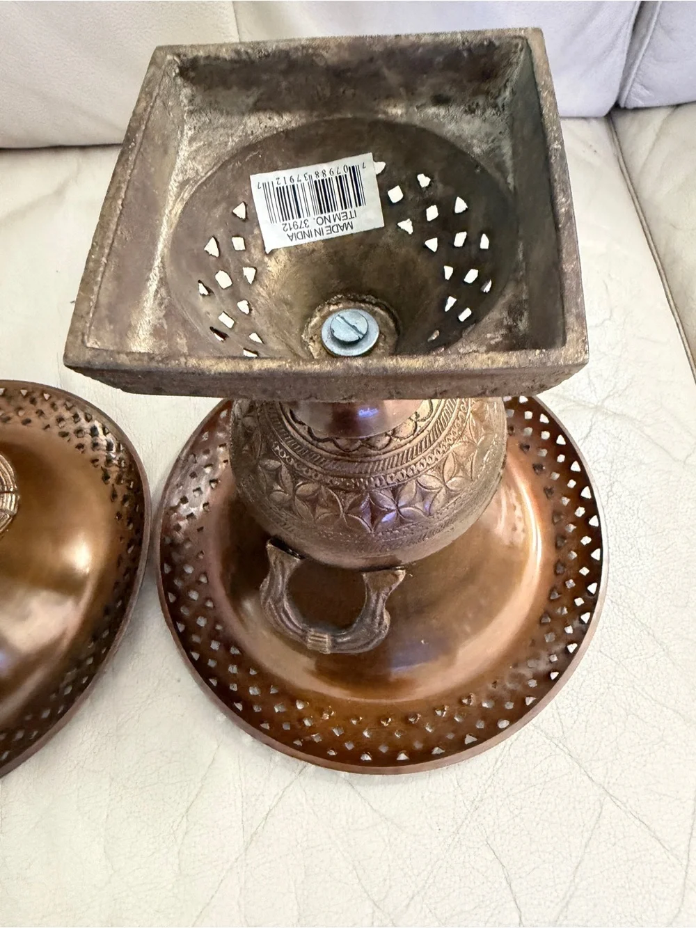 Vintage Brass Reticulated Trophy Urns Mantel Vases Pierced Pedestal Pair 9’’